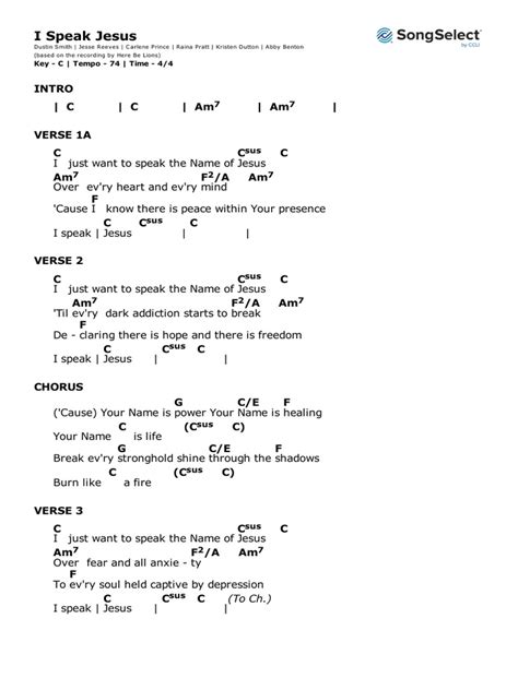 i speak jesus chords pdf.